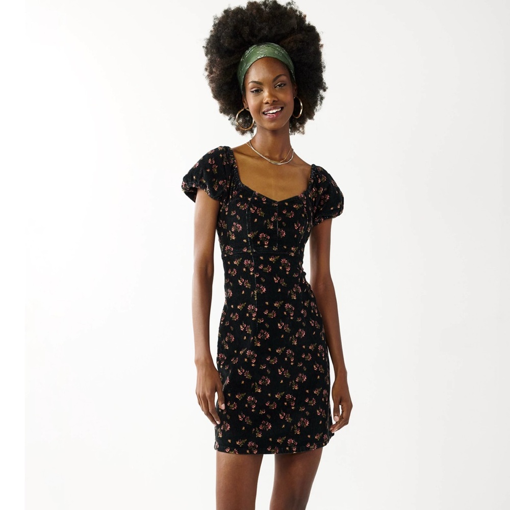 SO Black Mini Dress with Floral Design